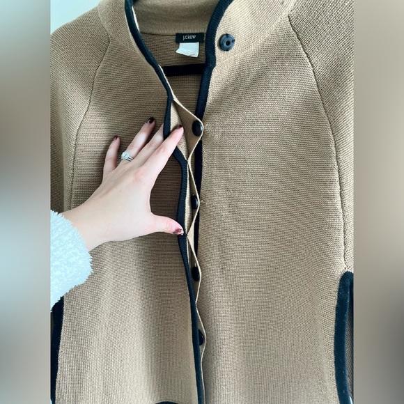 J Crew Merino Wool Poncho Tan and Black - Picture 6 of 9